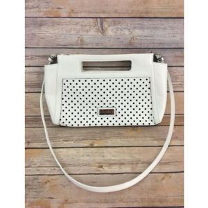 Brahmin Designer White Cut Out Polka Dot Purse Bag